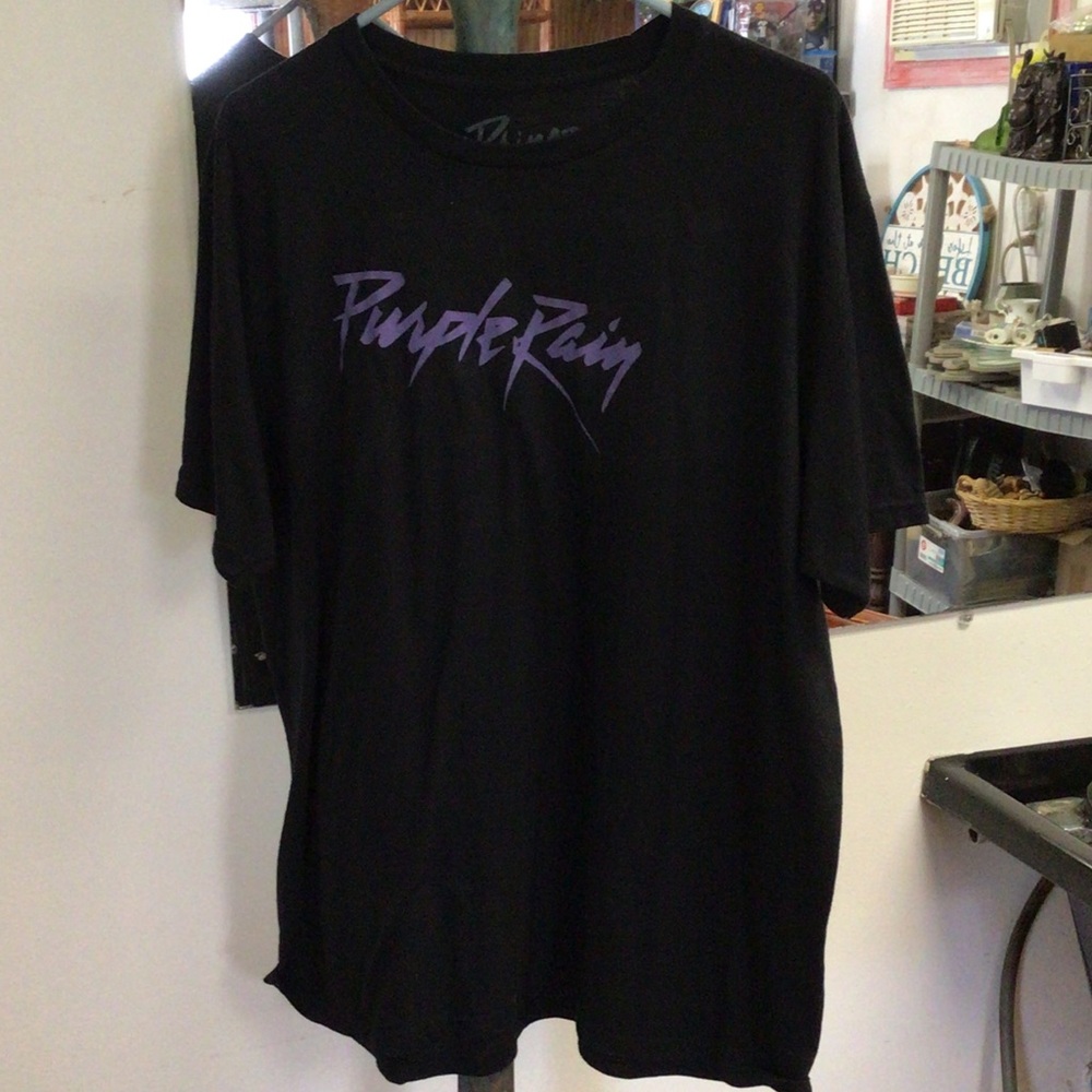 Prince Black Graphic Tee with Purple "Purple Rain" Script
